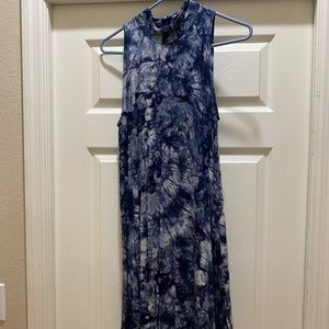 BLUE TYE DYE TURTLENECK DRESS